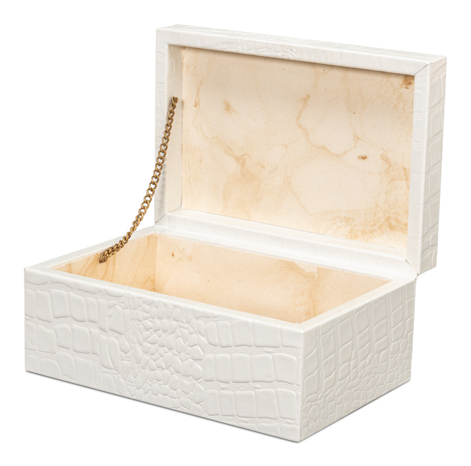 Candece Leather Box, Pearl, S/2 by Sarreid Ltd - view 3
