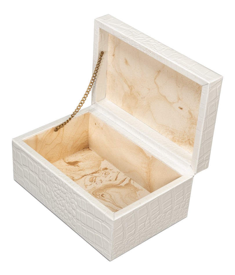 Candece Leather Box, Pearl, S/2 by Sarreid Ltd - view 4