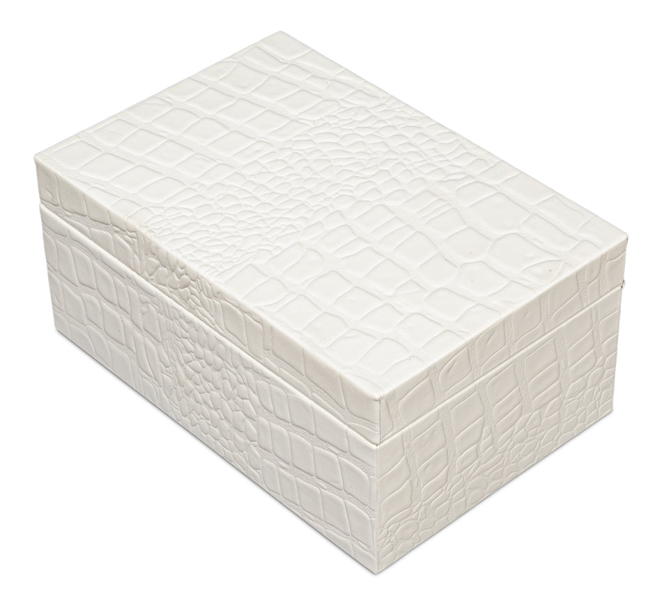 Candece Leather Box, Pearl, S/2 by Sarreid Ltd - view 5