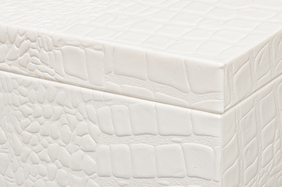 Candece Leather Box, Pearl, S/2 by Sarreid Ltd - view 6