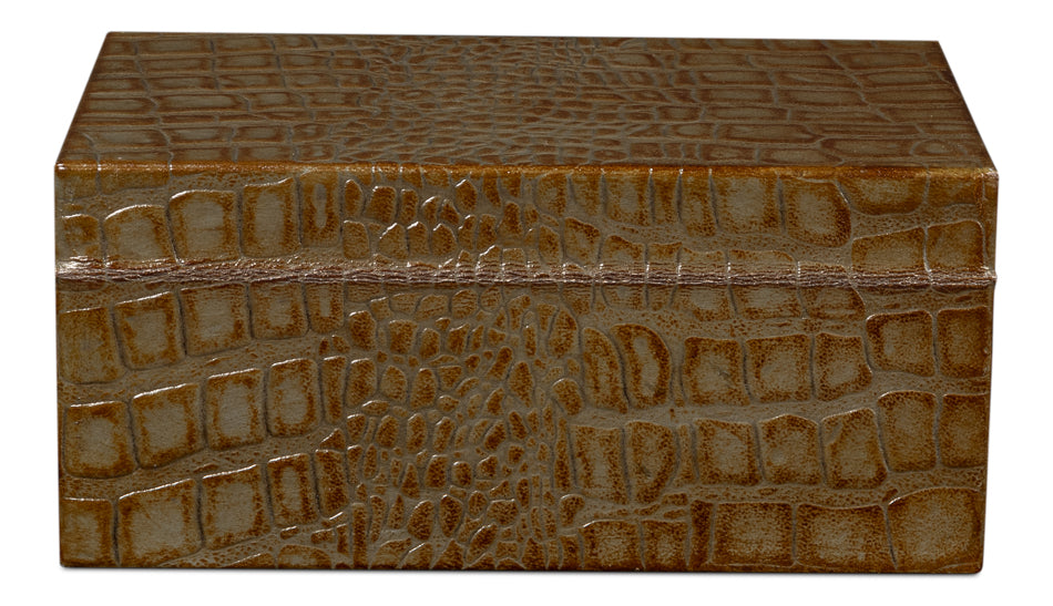 Candece Leather Box,Antique Green, S/2 by Sarreid Ltd - view 8