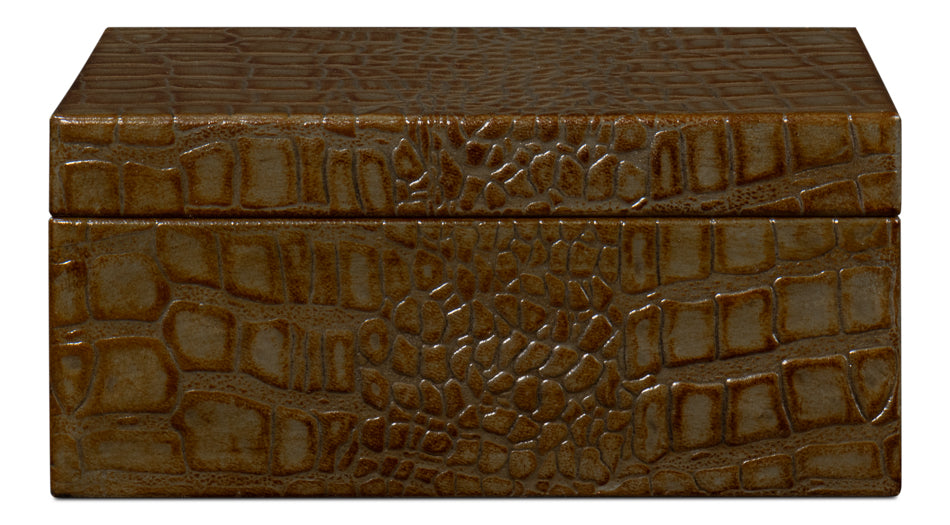 Candece Leather Box,Antique Green, S/2 by Sarreid Ltd - view 11
