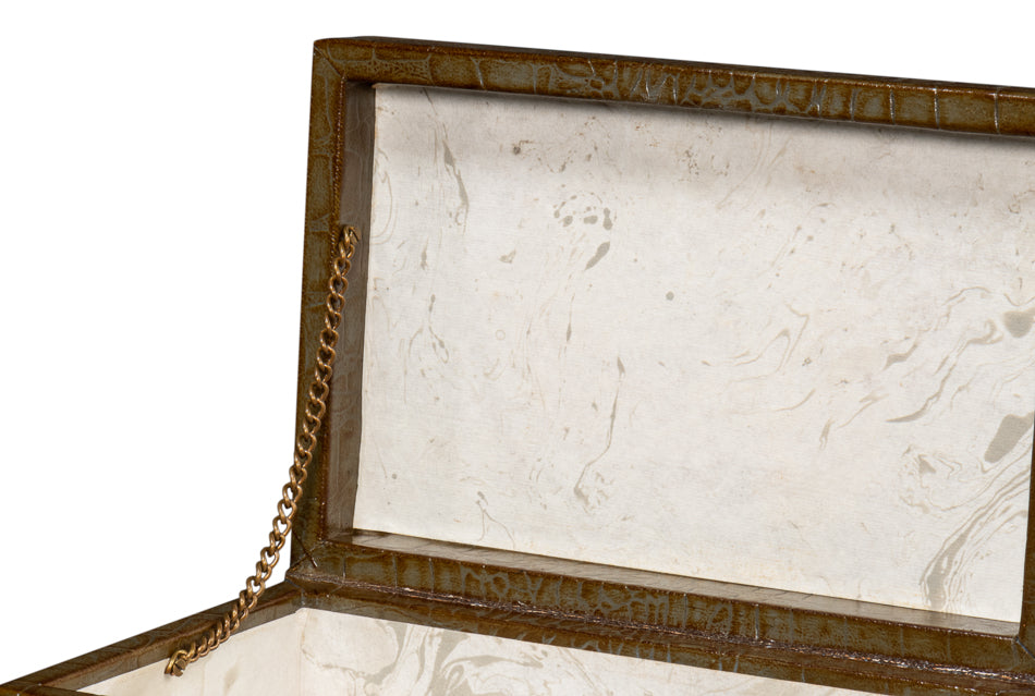 Candece Leather Box,Antique Green, S/2 by Sarreid Ltd - view 12