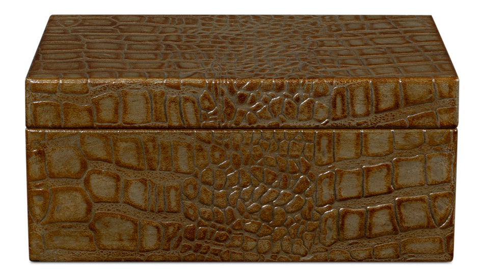 Candece Leather Box,Antique Green, S/2 by Sarreid Ltd - view 2