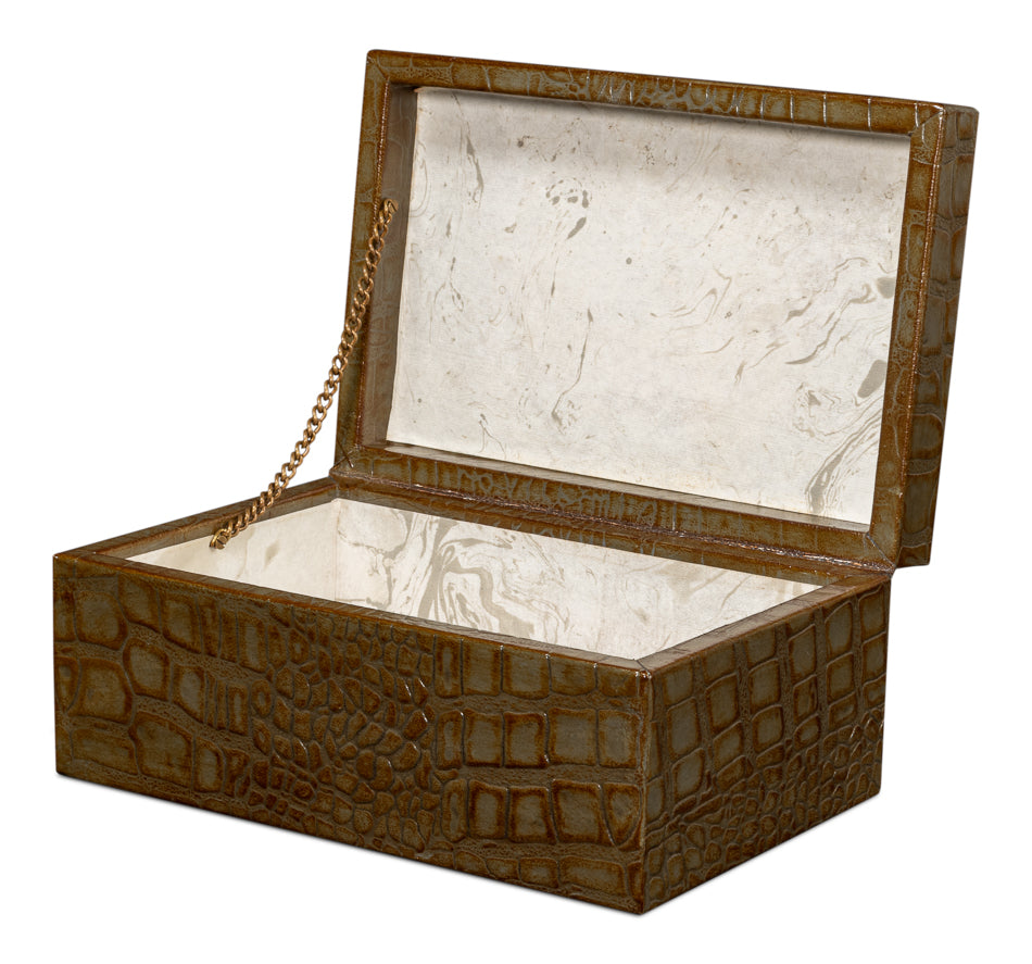 Candece Leather Box,Antique Green, S/2 by Sarreid Ltd - view 3