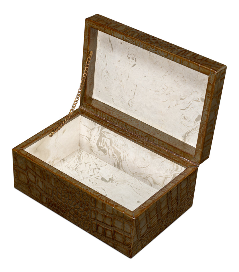 Candece Leather Box,Antique Green, S/2 by Sarreid Ltd - view 4