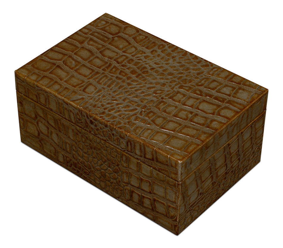 Candece Leather Box,Antique Green, S/2 by Sarreid Ltd - view 5