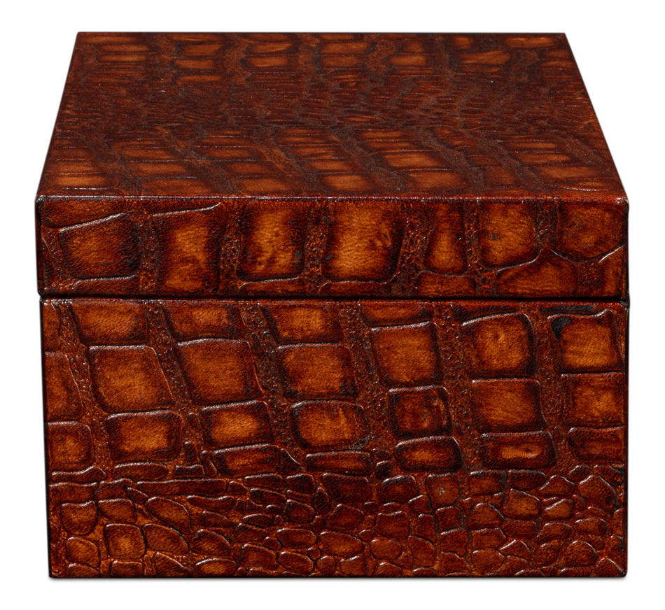 Candece Leather Box, Tan, S/2 by Sarreid Ltd - view 9