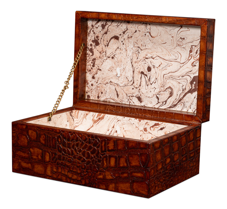 Candece Leather Box, Tan, S/2 by Sarreid Ltd - view 3