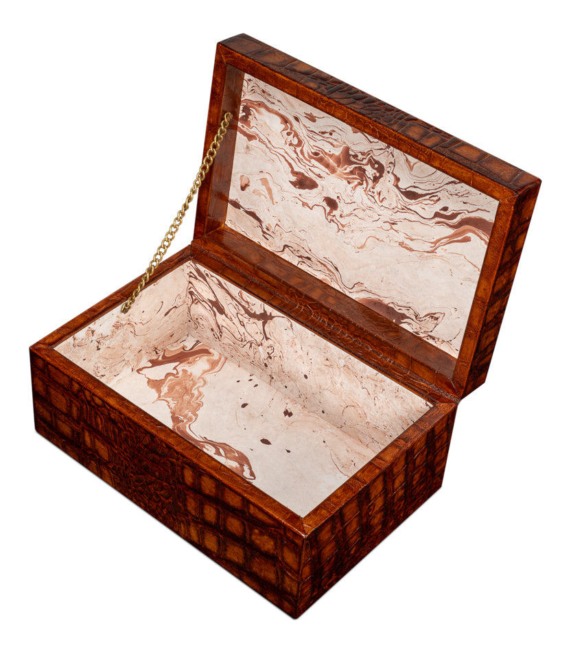 Candece Leather Box, Tan, S/2 by Sarreid Ltd - view 4