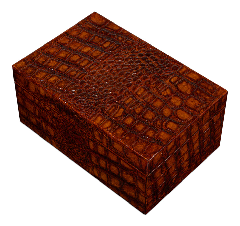 Candece Leather Box, Tan, S/2 by Sarreid Ltd - view 5