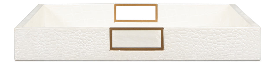 Norton Leather Tray,Croco Leather, Pearl by Sarreid Ltd - view 11