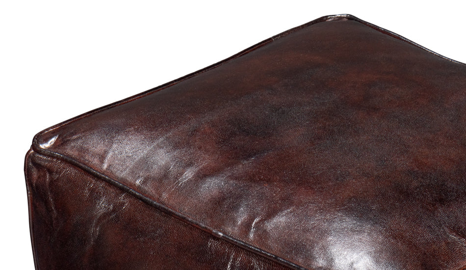 Sunday Afternoon Leather Cube,Dark Brn by Sarreid Ltd - view 9