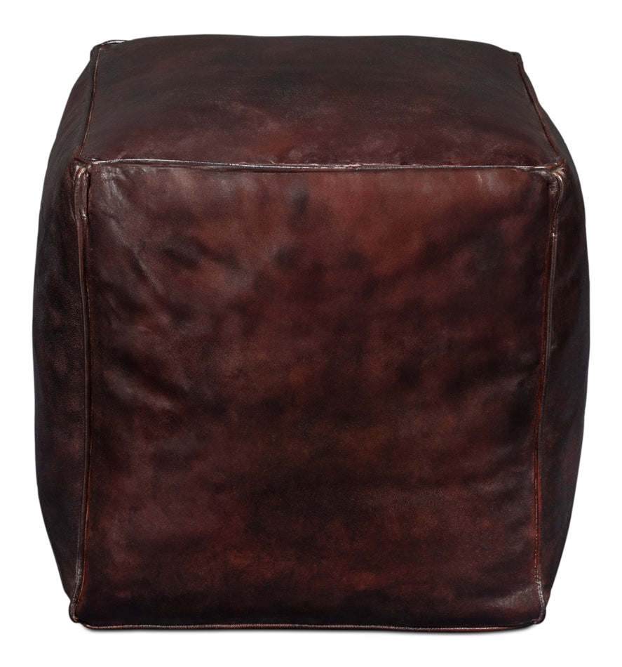 Sunday Afternoon Leather Cube,Dark Brn by Sarreid Ltd - view 2