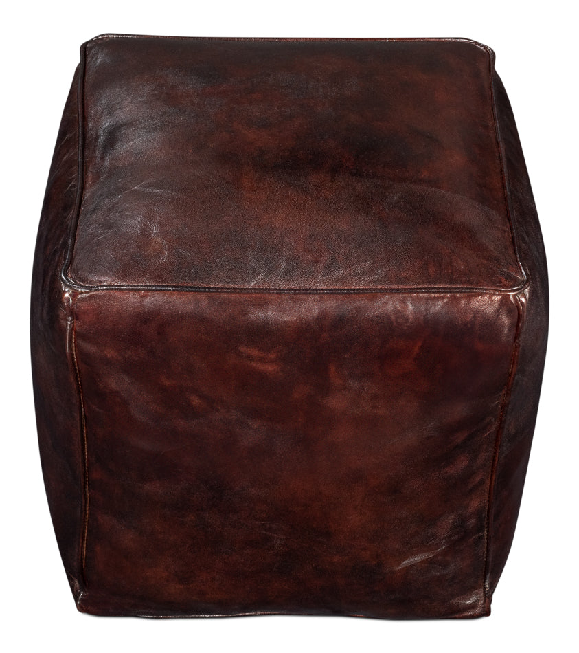 Sunday Afternoon Leather Cube,Dark Brn by Sarreid Ltd - view 3