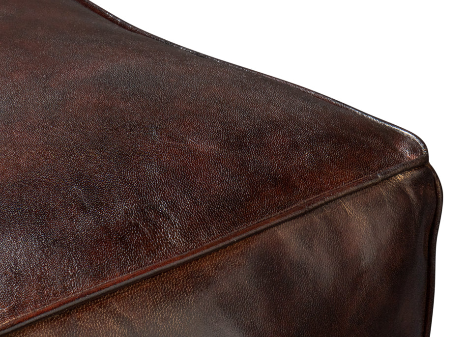Sunday Afternoon Leather Cube,Dark Brn by Sarreid Ltd - view 6