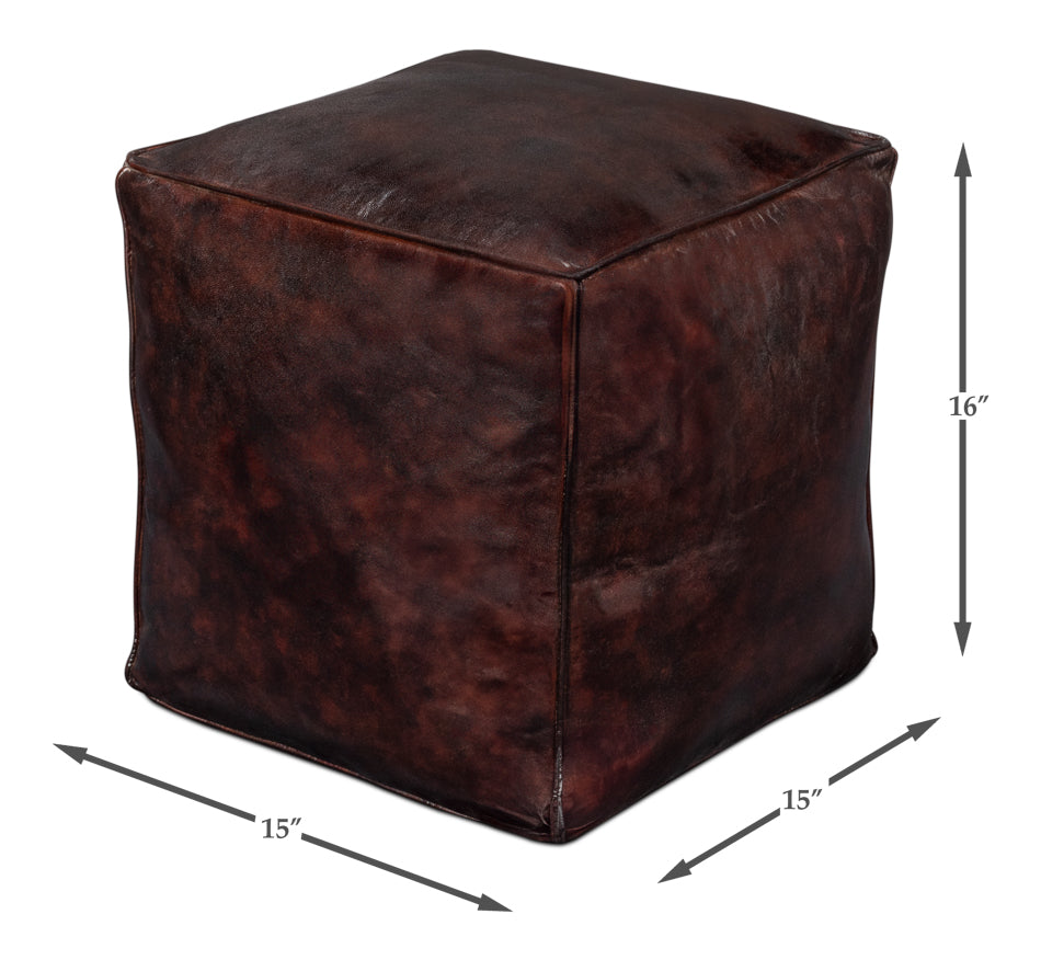 Sunday Afternoon Leather Cube,Dark Brn by Sarreid Ltd - view 7