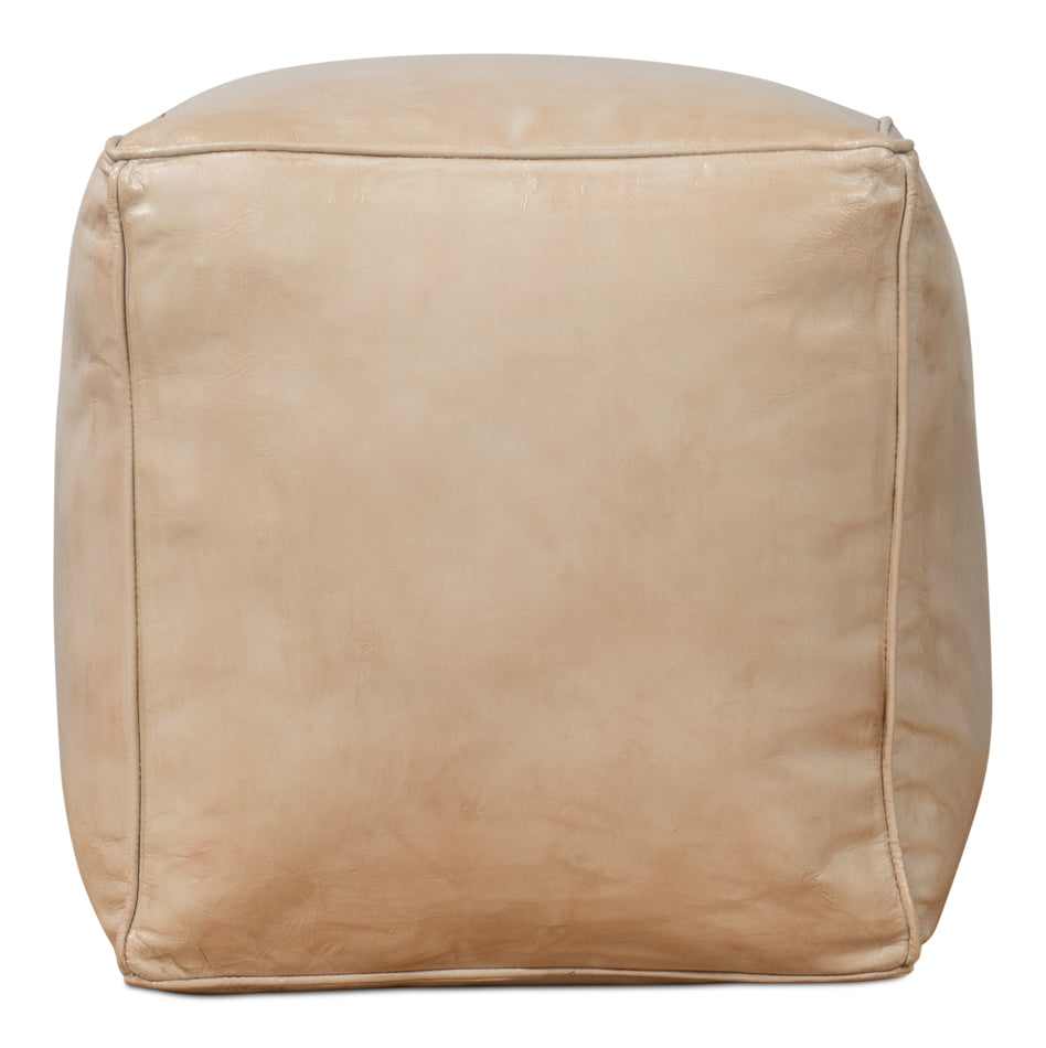 Sunday Afternoon Leather Cube, Taupe by Sarreid Ltd - view 8
