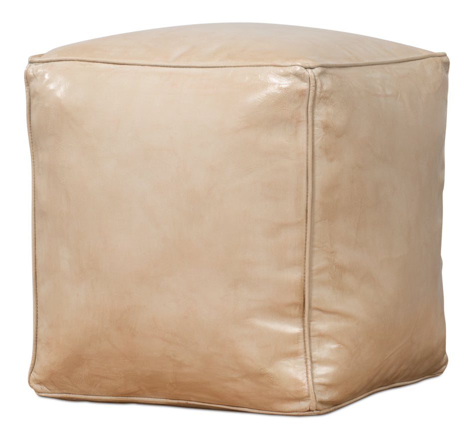 Sunday Afternoon Leather Cube, Taupe by Sarreid Ltd - view 9