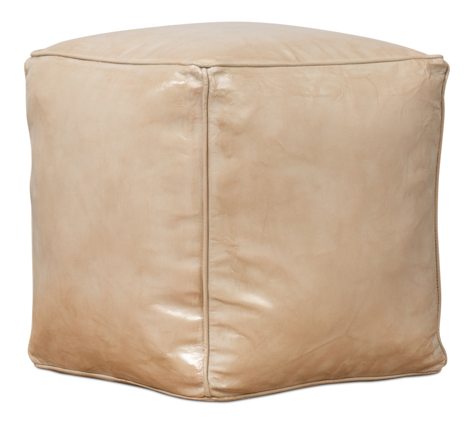 Sunday Afternoon Leather Cube, Taupe by Sarreid Ltd - view 12