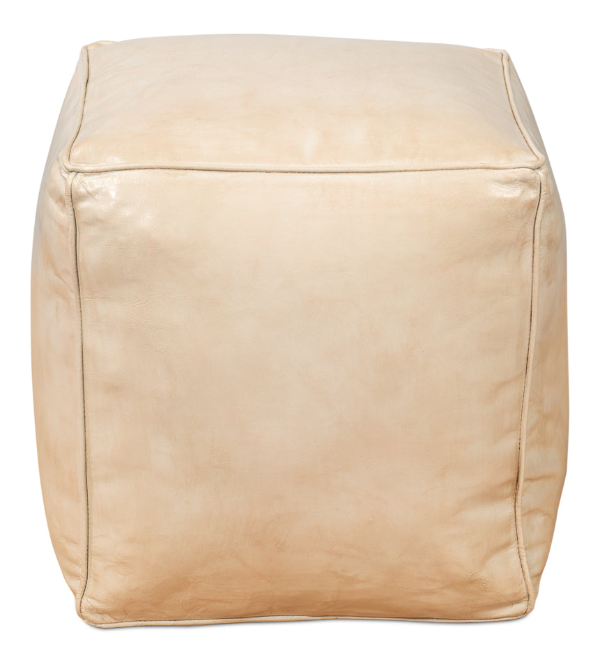 Sunday Afternoon Leather Cube, Taupe by Sarreid Ltd - view 2