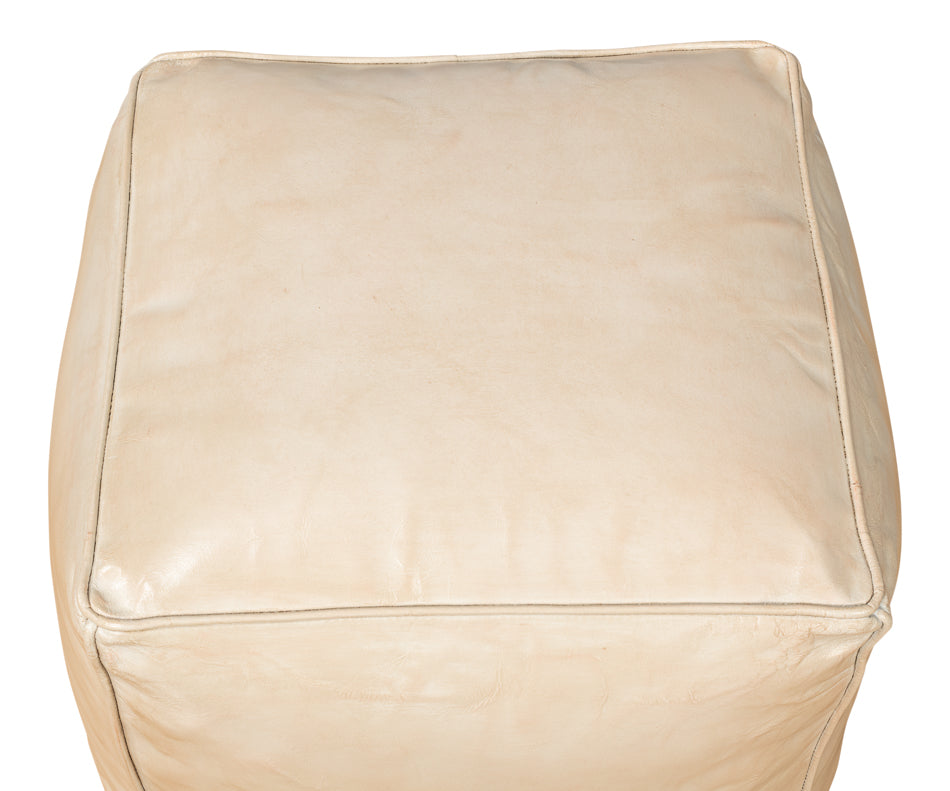 Sunday Afternoon Leather Cube, Taupe by Sarreid Ltd - view 4