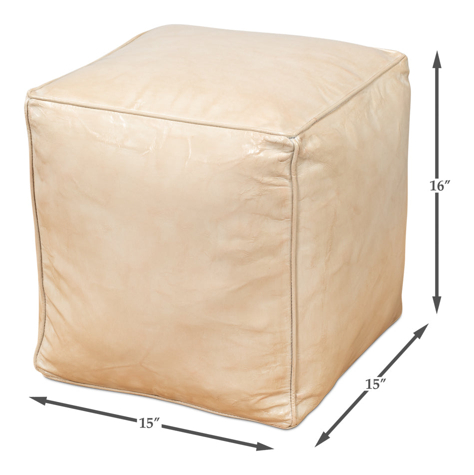 Sunday Afternoon Leather Cube, Taupe by Sarreid Ltd - view 7