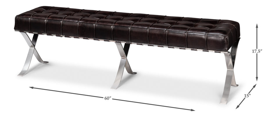 Catalunya Long Bench, Dark Brown by Sarreid Ltd - view 7