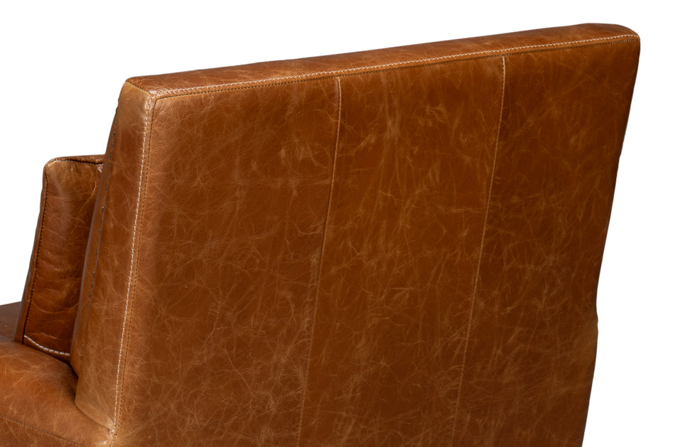 Dimity Distilled Leather Chair,Brown by Sarreid Ltd - view 8