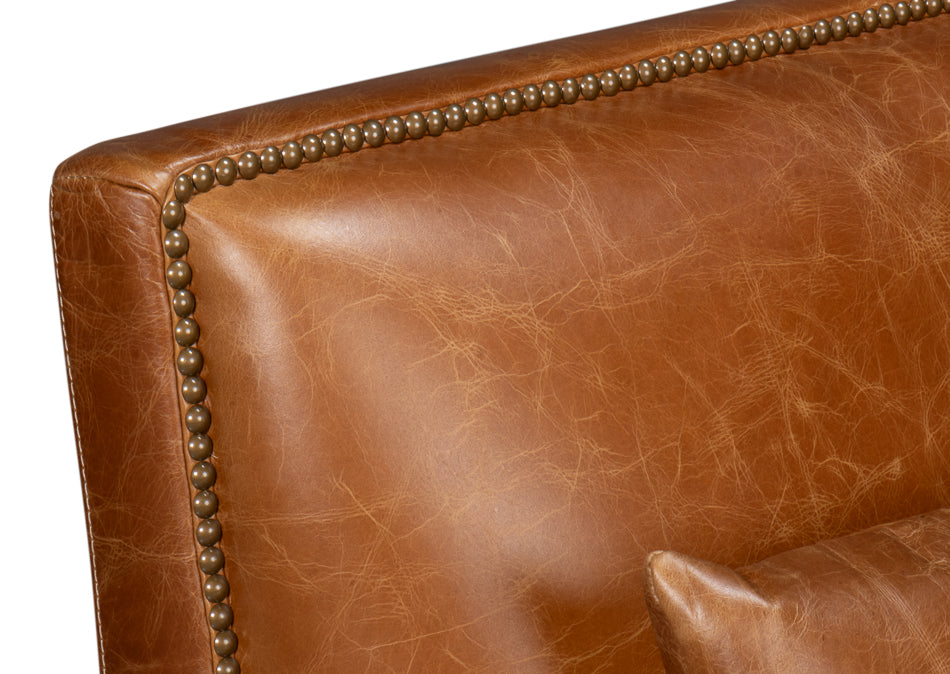 Dimity Distilled Leather Chair,Brown by Sarreid Ltd - view 9