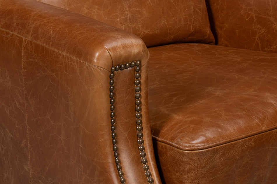 Dimity Distilled Leather Chair,Brown by Sarreid Ltd - view 10