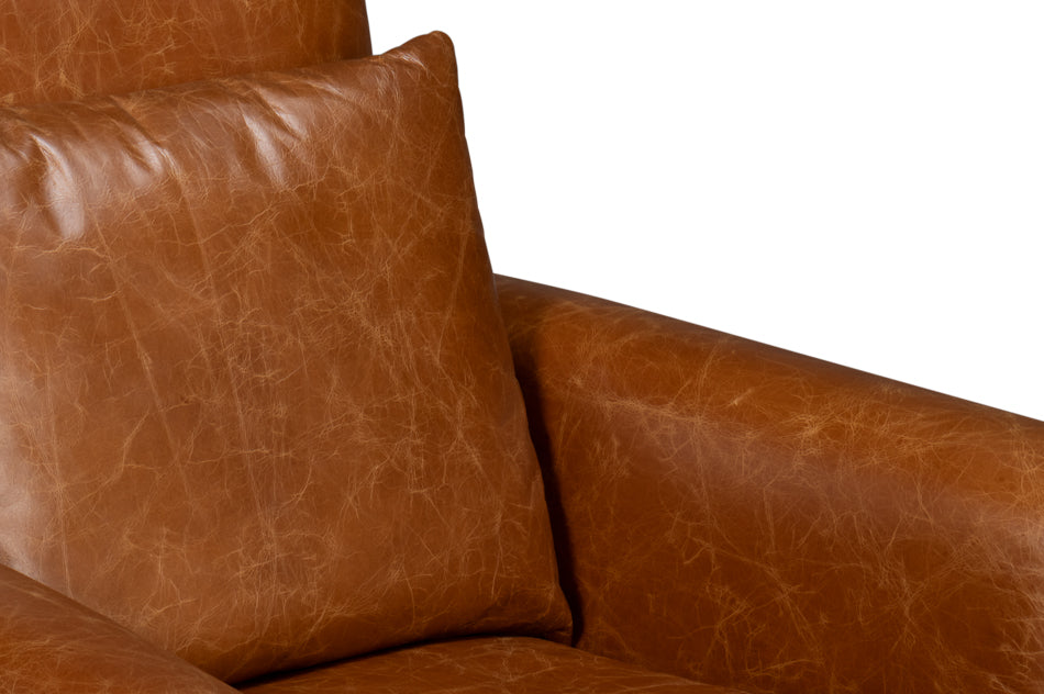 Dimity Distilled Leather Chair,Brown by Sarreid Ltd - view 11