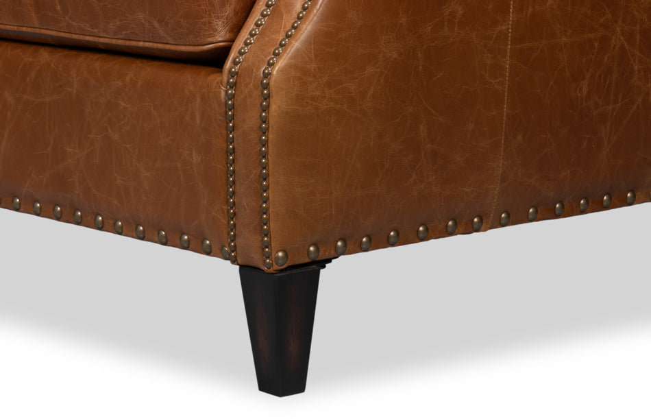 Dimity Distilled Leather Chair,Brown by Sarreid Ltd - view 12