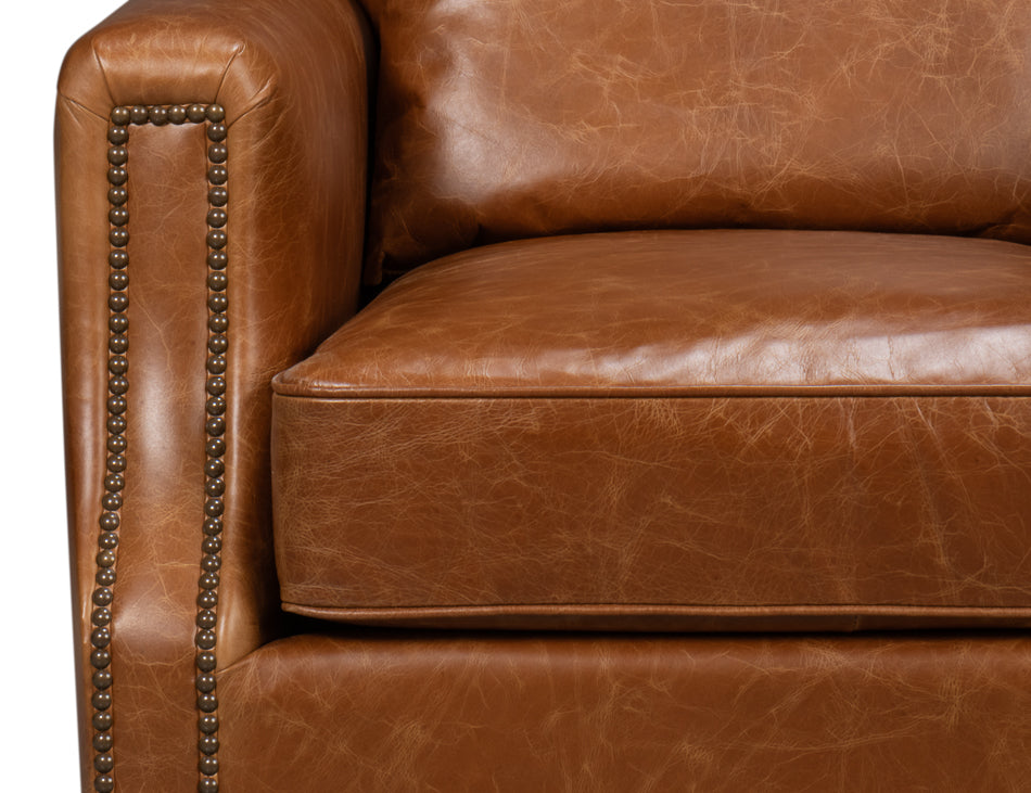 Dimity Distilled Leather Chair,Brown by Sarreid Ltd - view 6