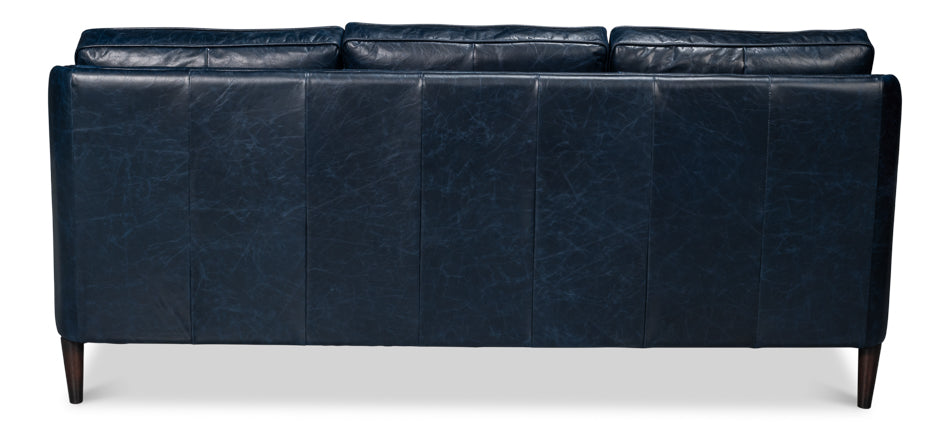 Alehandro Leather Sofa, Chateau Blue by Sarreid Ltd - view 8