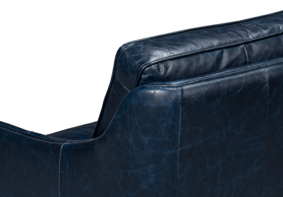 Alehandro Leather Sofa, Chateau Blue by Sarreid Ltd - view 9