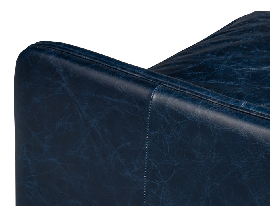 Alehandro Leather Sofa, Chateau Blue by Sarreid Ltd - view 10