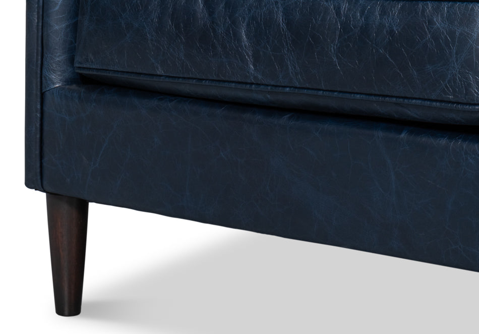 Alehandro Leather Sofa, Chateau Blue by Sarreid Ltd - view 11