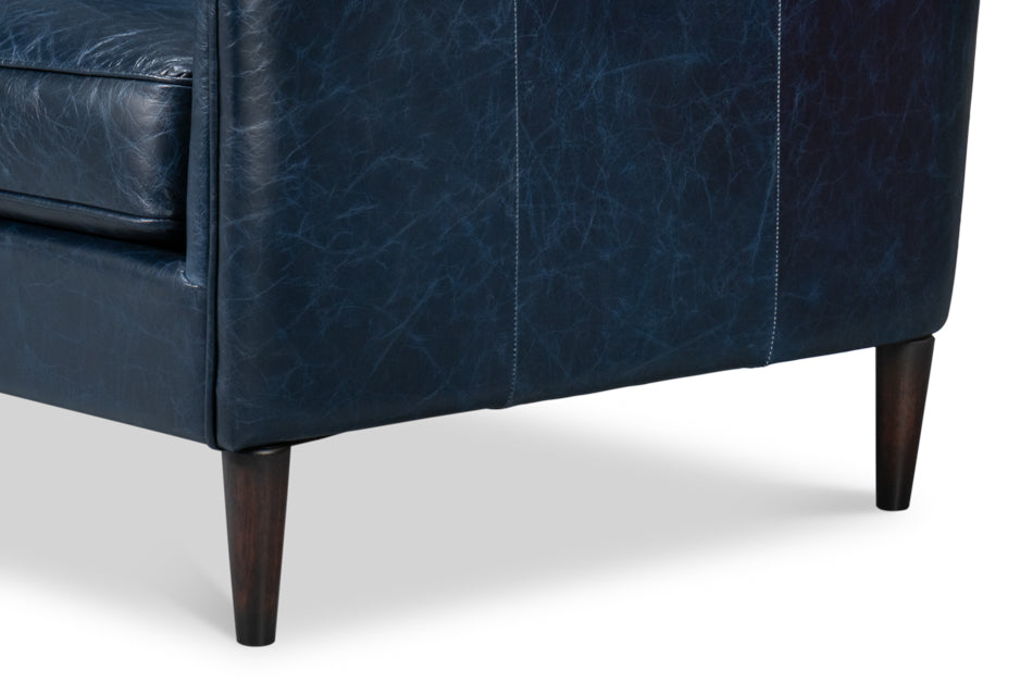 Alehandro Leather Sofa, Chateau Blue by Sarreid Ltd - view 12