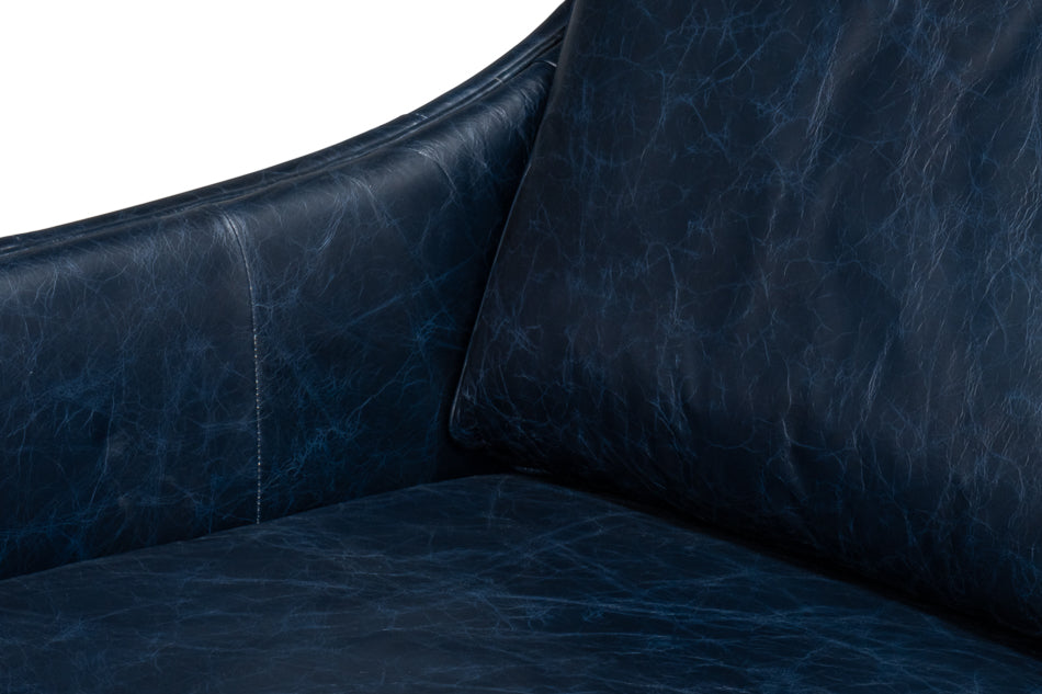 Alehandro Leather Sofa, Chateau Blue by Sarreid Ltd - view 5