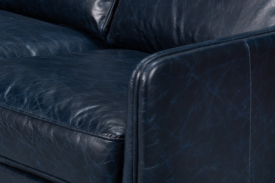 Alehandro Leather Sofa, Chateau Blue by Sarreid Ltd - view 6