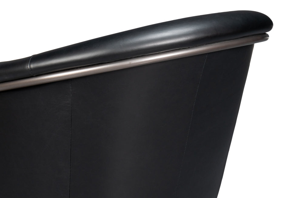 Nagel Distilled Leather Chair,Onyx Black by Sarreid Ltd - view 8