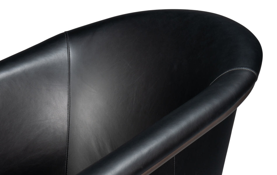 Nagel Distilled Leather Chair,Onyx Black by Sarreid Ltd - view 9