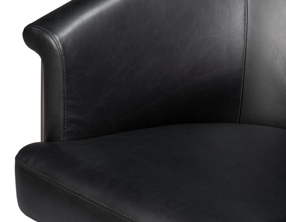 Nagel Distilled Leather Chair,Onyx Black by Sarreid Ltd - view 10