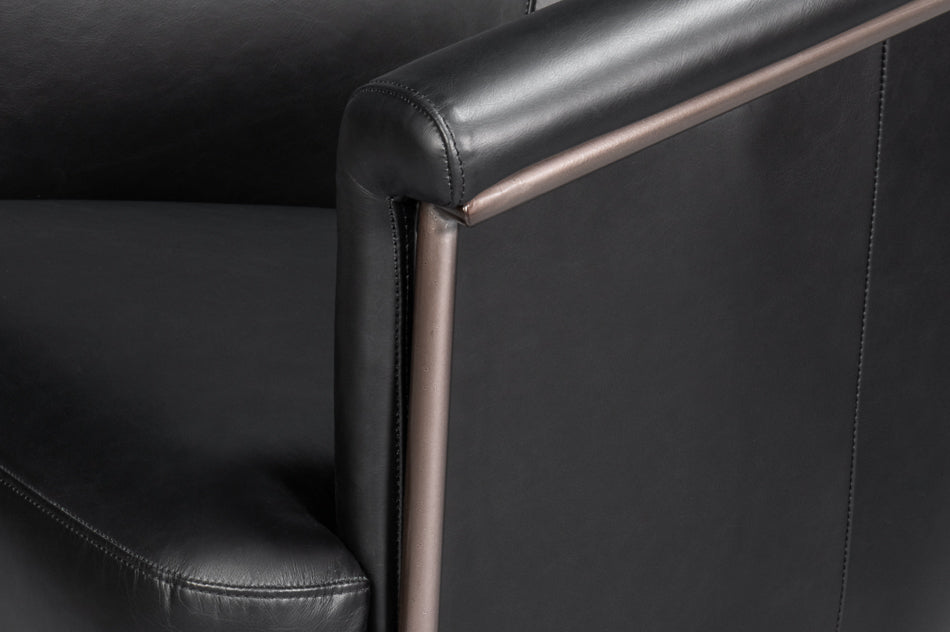 Nagel Distilled Leather Chair,Onyx Black by Sarreid Ltd - view 12