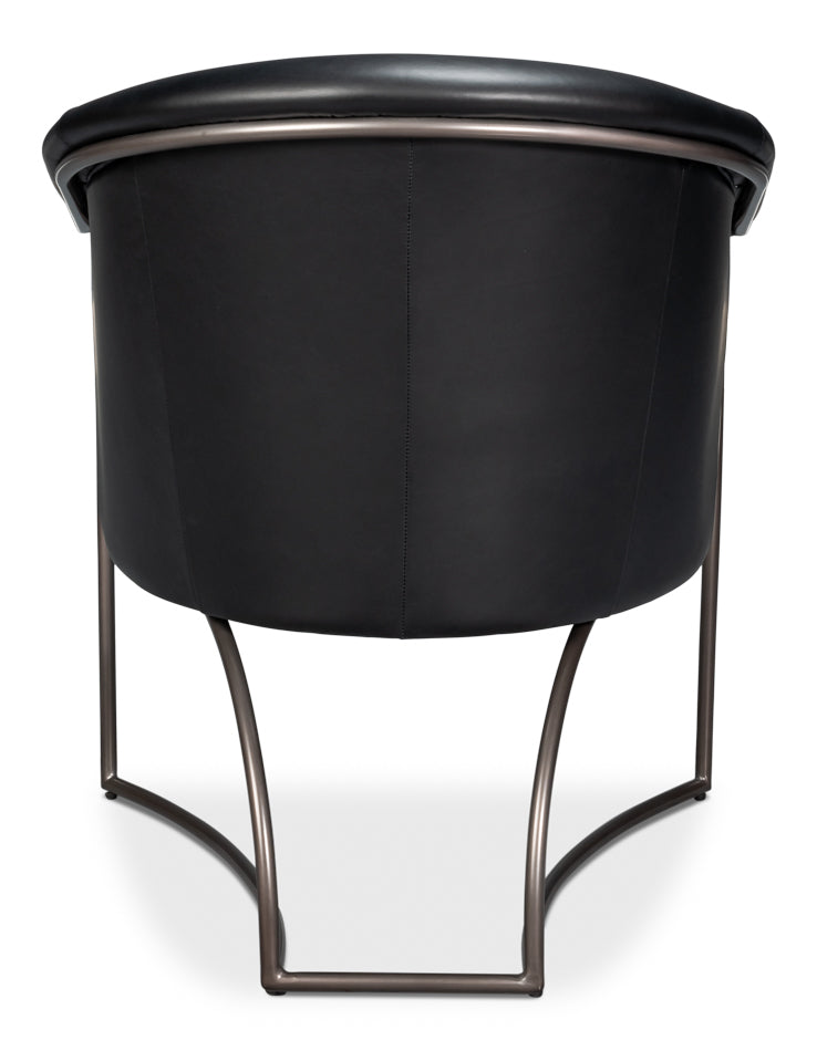 Nagel Distilled Leather Chair,Onyx Black by Sarreid Ltd - view 4