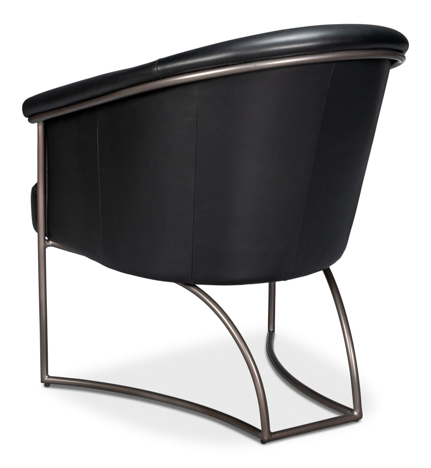 Nagel Distilled Leather Chair,Onyx Black by Sarreid Ltd - view 5