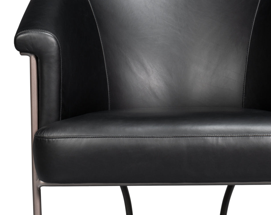 Nagel Distilled Leather Chair,Onyx Black by Sarreid Ltd - view 6