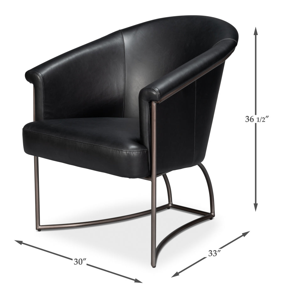 Nagel Distilled Leather Chair,Onyx Black by Sarreid Ltd - view 7