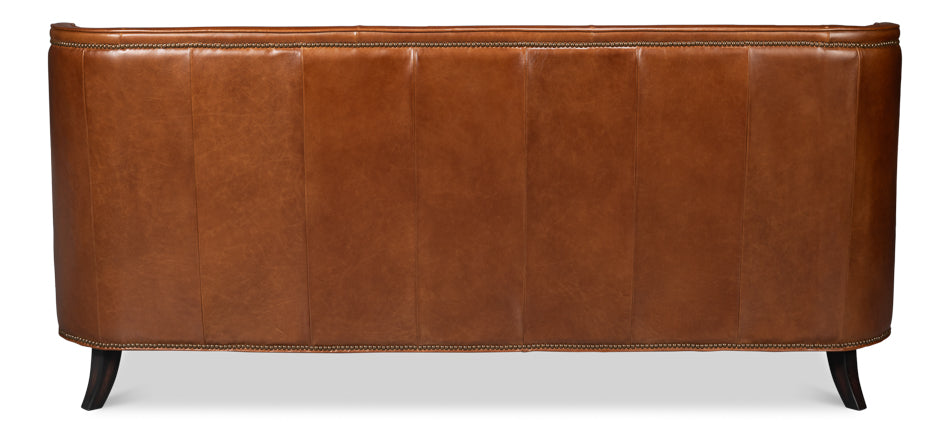 Philipe Distilled Leather Sofa,Brown by Sarreid Ltd - view 8